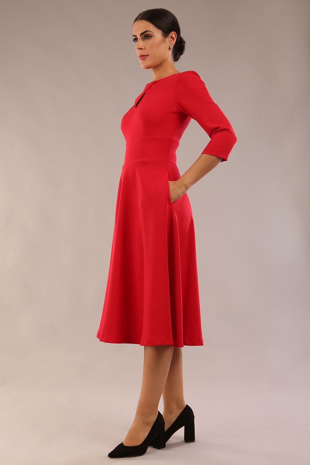 Casares Three Quarter Sleeve A-line Dress 