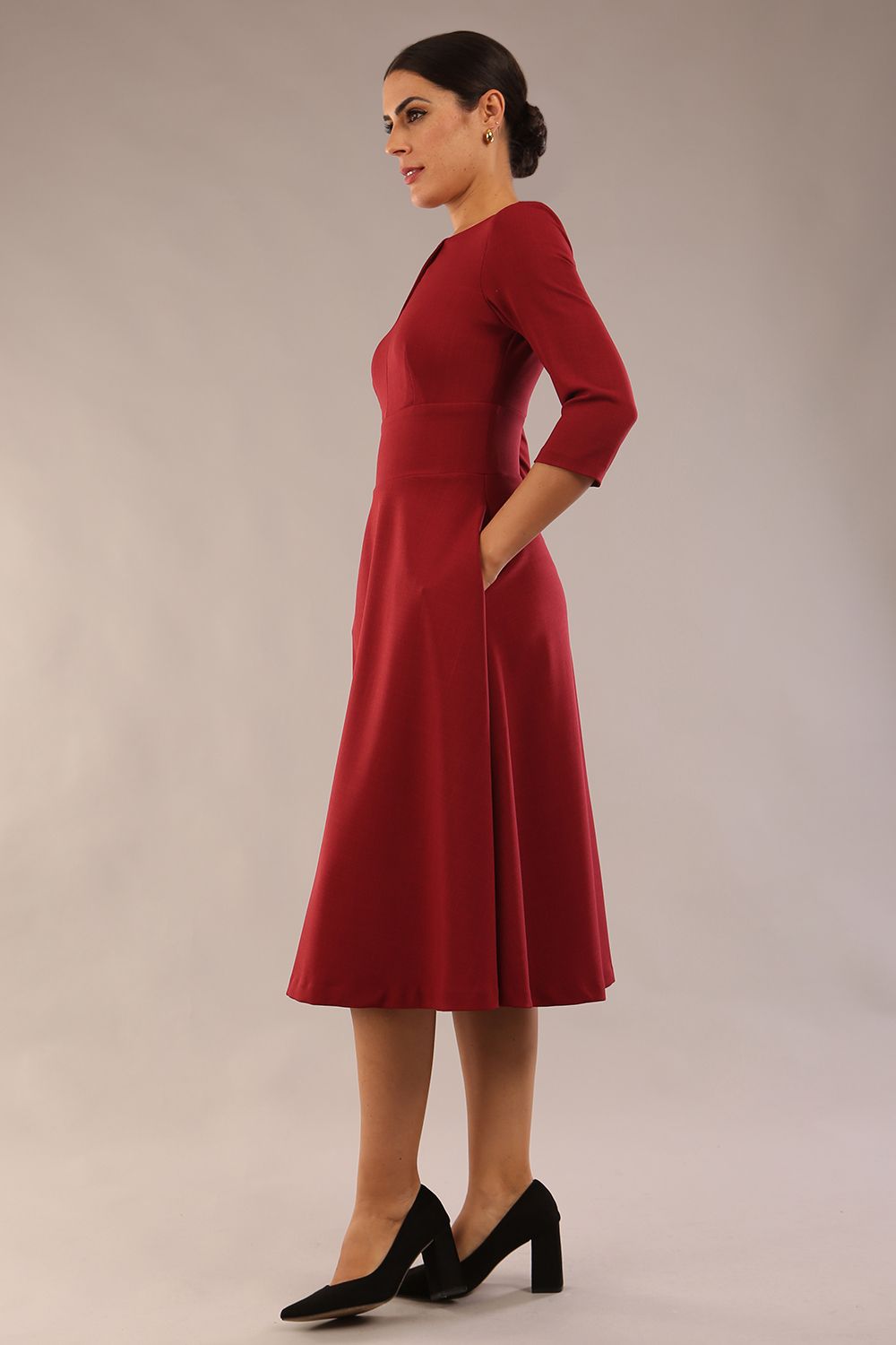 Casares Three Quarter Sleeve A-line Dress 