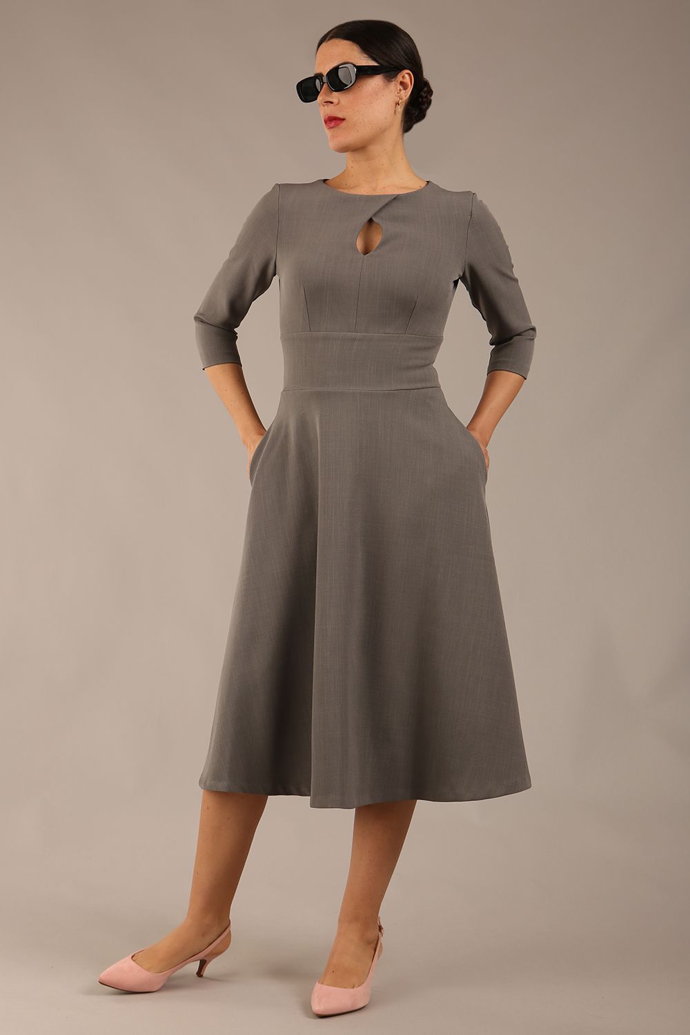 Casares Three Quarter Sleeve A-line Dress 