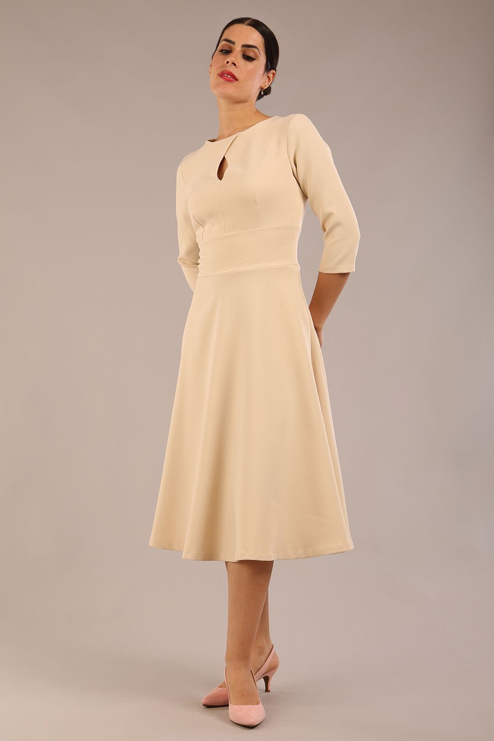 Casares Three Quarter Sleeve A-line Dress 