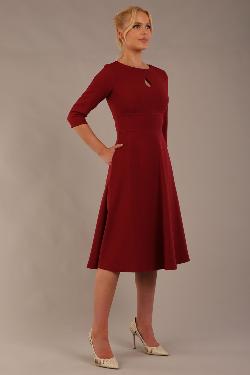 Casares Three Quarter Sleeve A-line Dress 