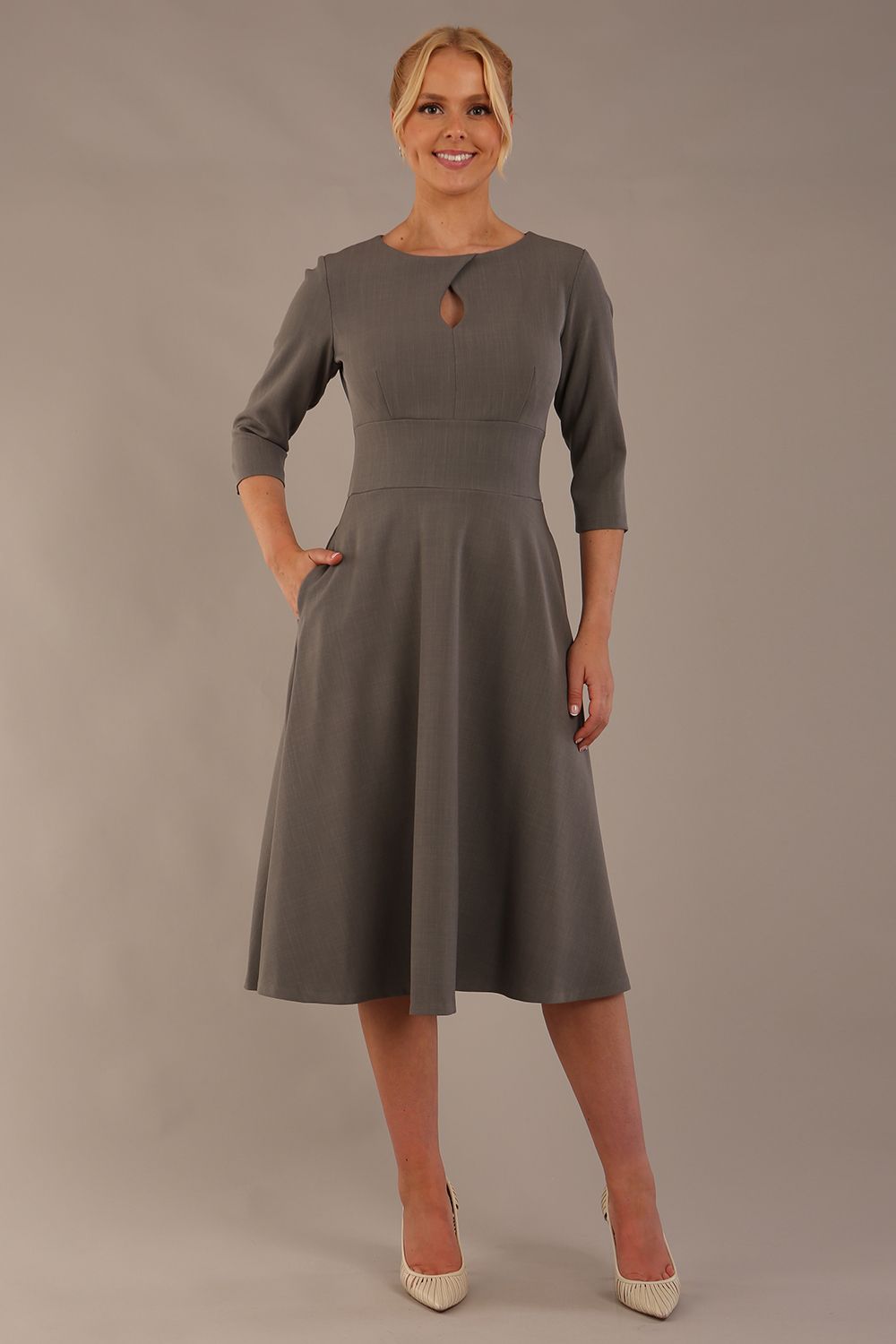 Casares Three Quarter Sleeve A-line Dress 