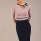 Cherie Sleeved Contrast Bow Neck Pencil Dress 
