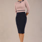 Cherie Sleeved Contrast Bow Neck Pencil Dress 
