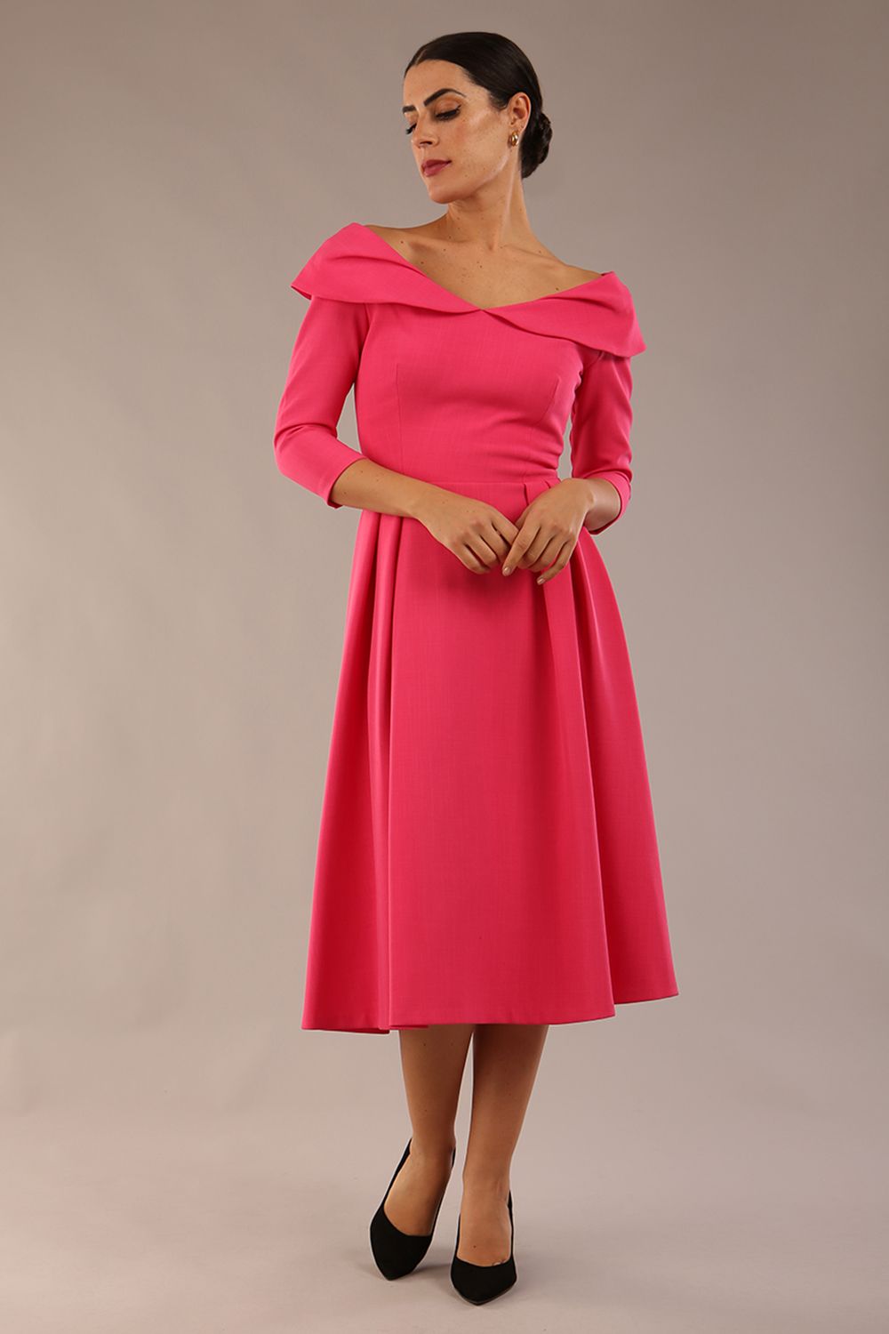 Chesterton 3/4 Sleeve A-Line Dress 