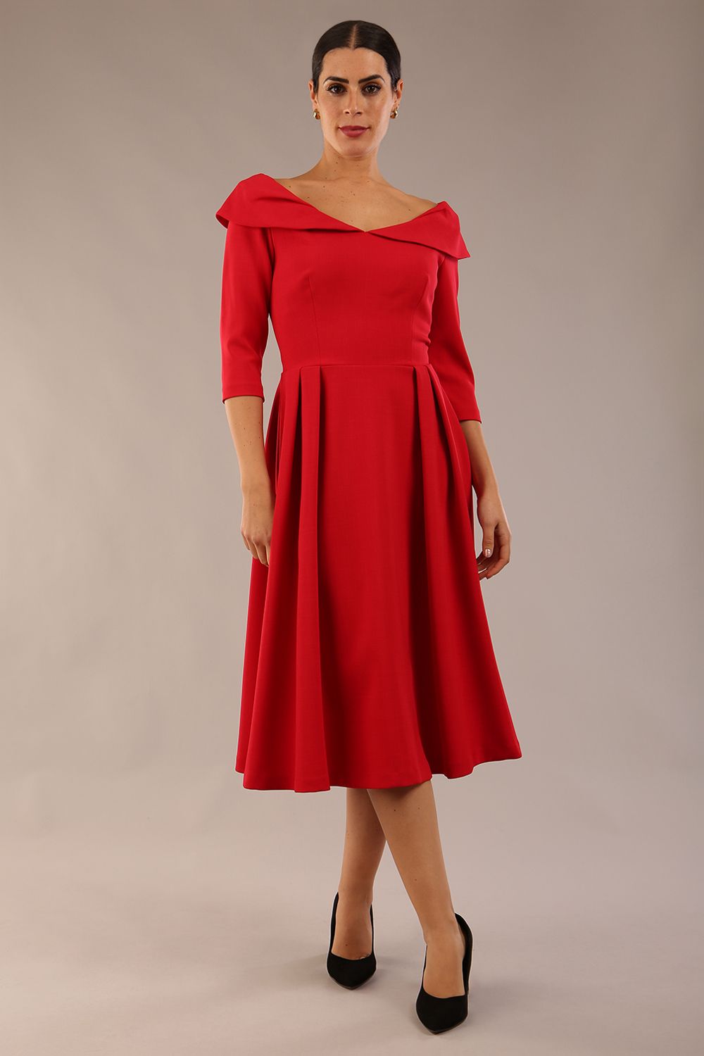 Chesterton 3/4 Sleeve A-Line Dress 