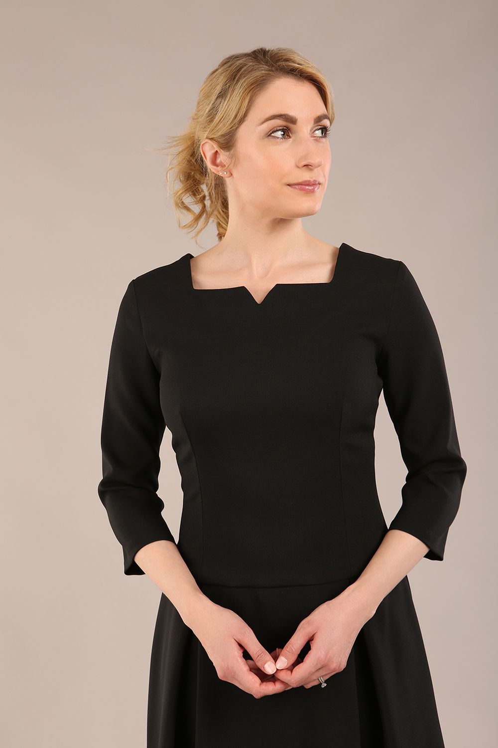 Cordelia Square Neck Pleated Midi A-line Dress 