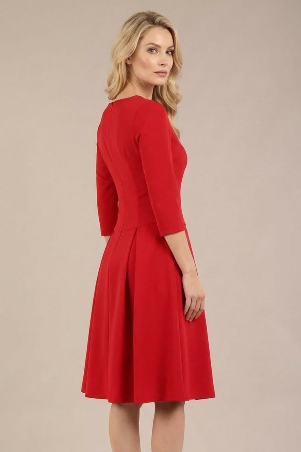 Cordelia Square Neck Pleated Midi A-line Dress 