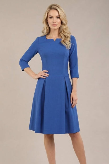 Cordelia Square Neck Pleated Midi A-line Dress 