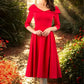 Model wearing Diva Catwalk Chesterton Sleeved dress with oversized collar detail and a-line swing pleated skirt in colour red front