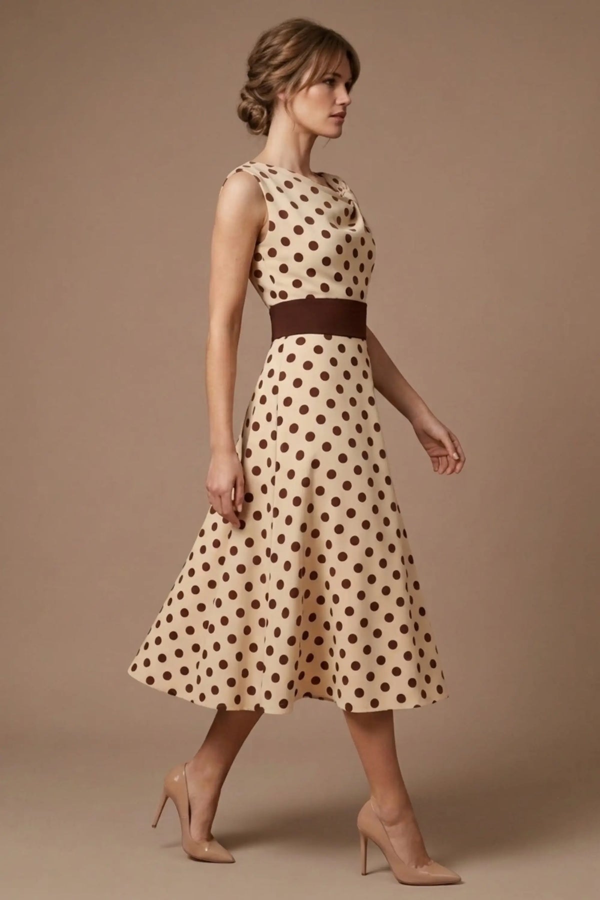 Suffolk Contrast Midriff Spot Dress