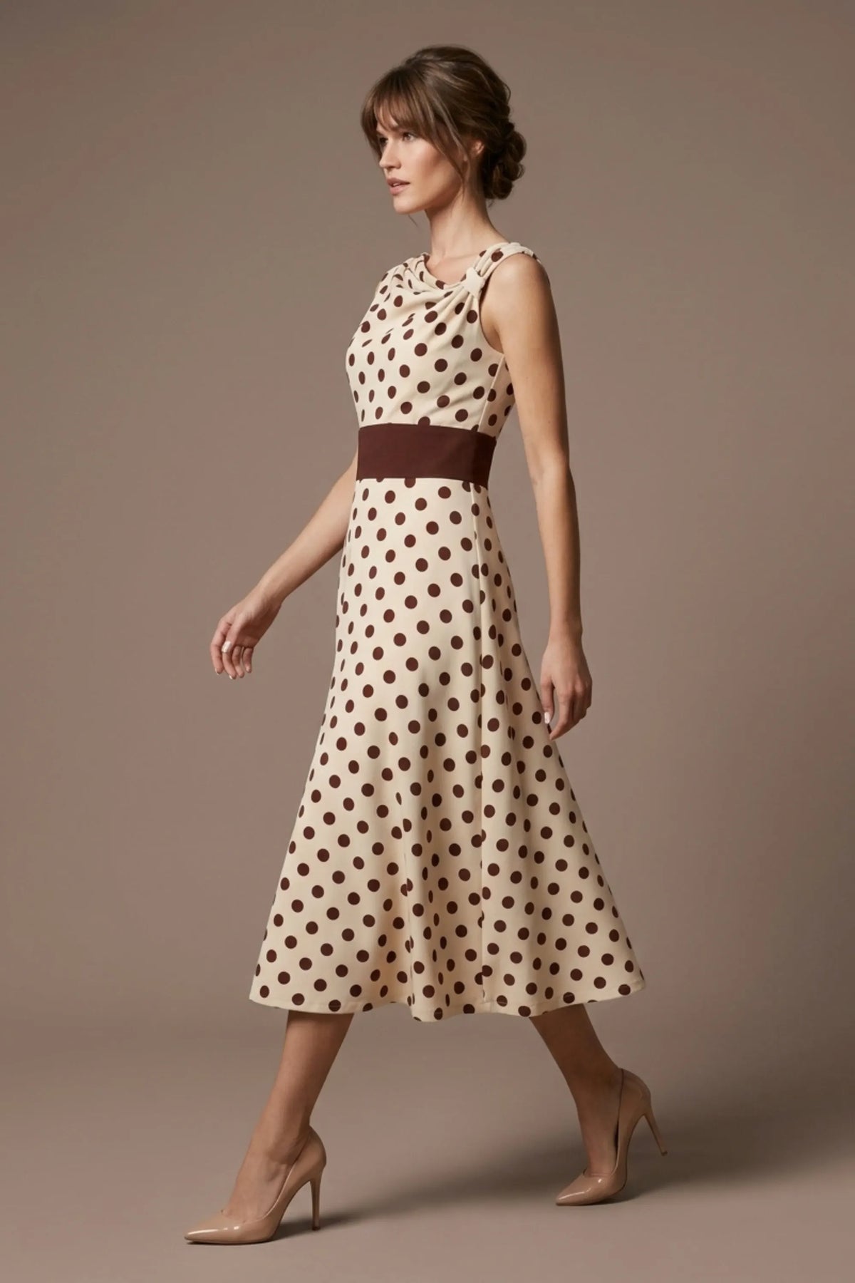 Suffolk Contrast Midriff Spot Dress