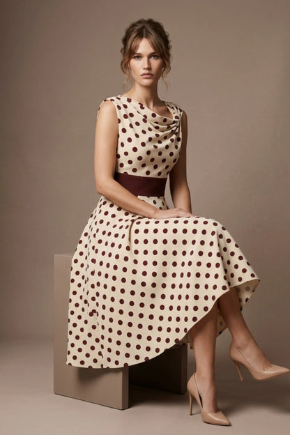 Suffolk Contrast Midriff Spot Dress