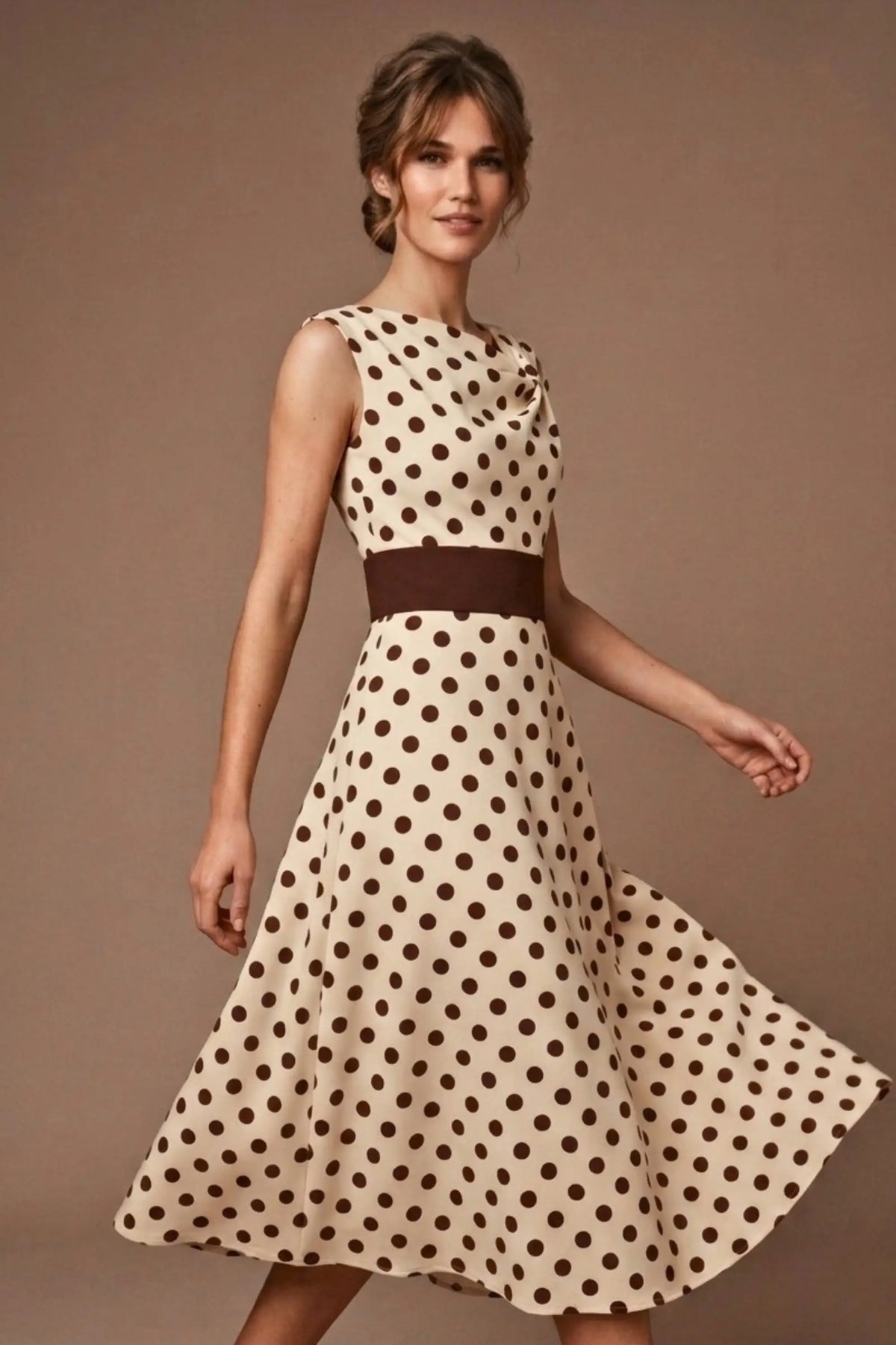 Suffolk Contrast Midriff Spot Dress