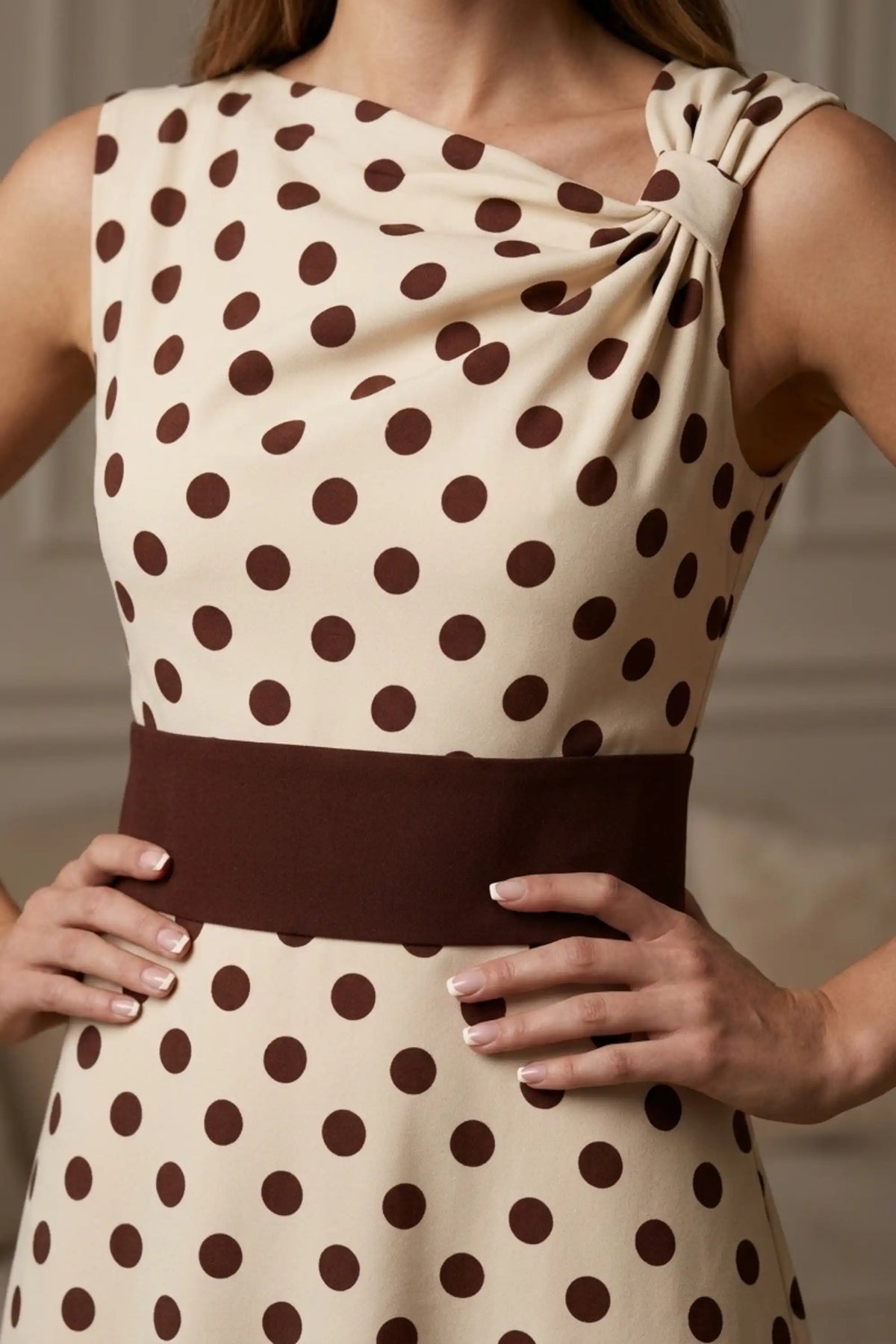 Suffolk Contrast Midriff Spot Dress