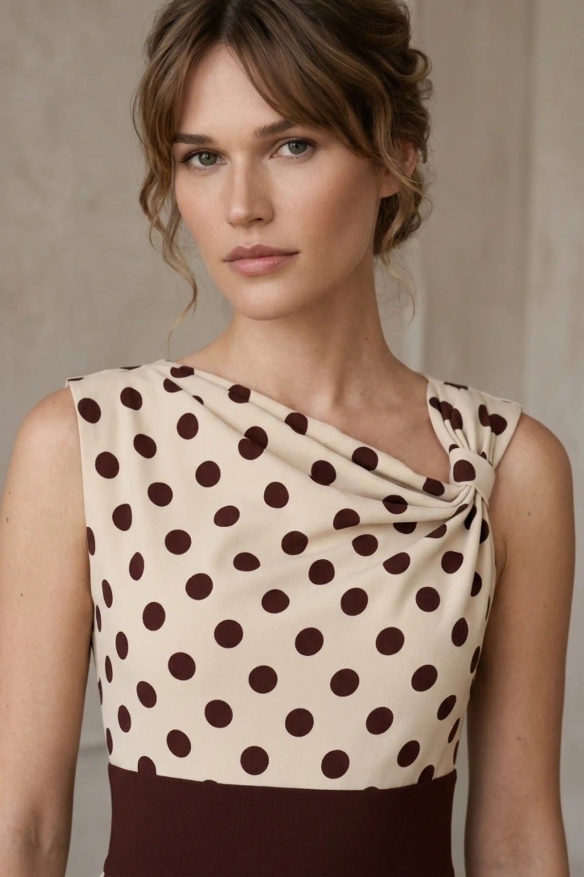 Suffolk Contrast Midriff Spot Dress