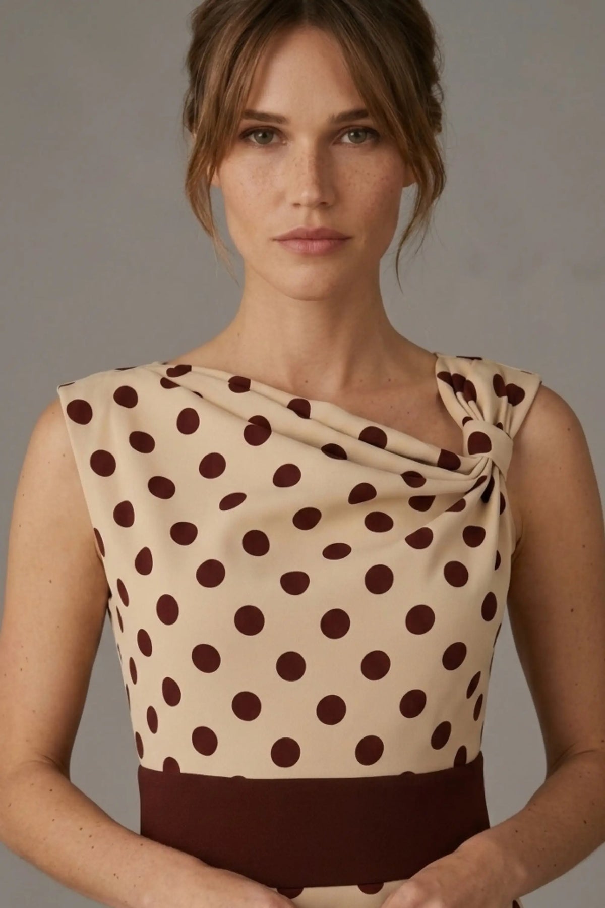 Suffolk Contrast Midriff Spot Dress