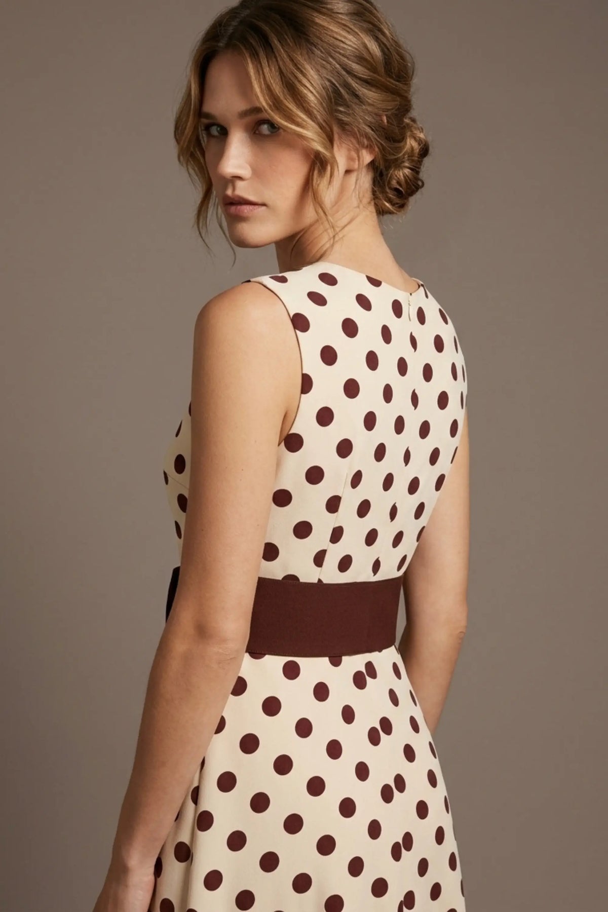 Suffolk Contrast Midriff Spot Dress
