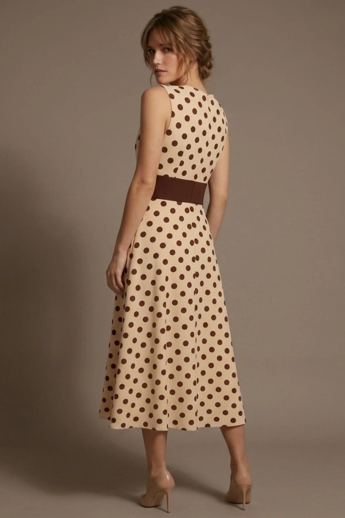 Suffolk Contrast Midriff Spot Dress