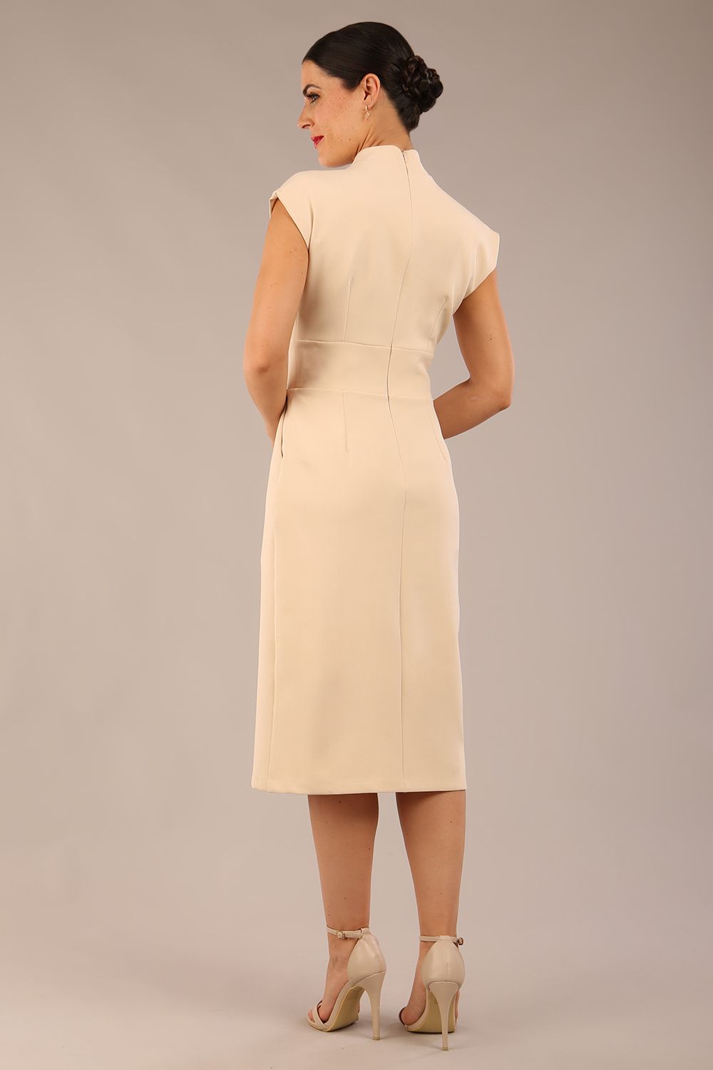 Derby Cap Sleeve Pencil Dress with Pockets 