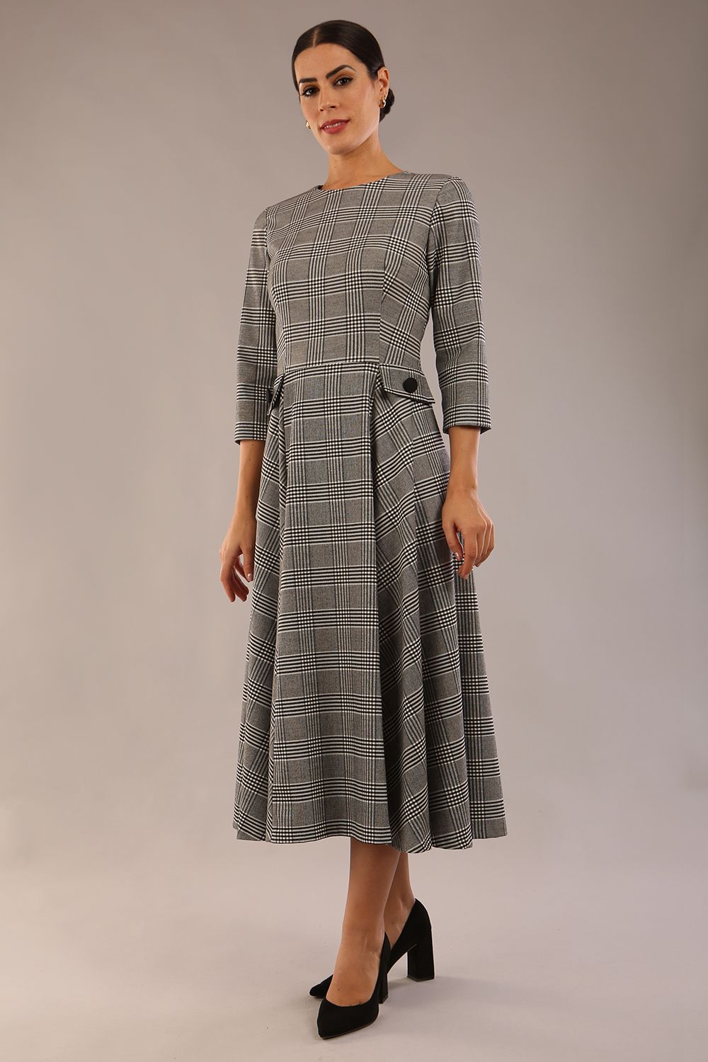 Elanore Soft-Touch Check A-Line Dress 