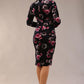 Firenze High-Neck Floral Velvet Wrap Dress 