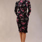 Firenze High-Neck Floral Velvet Wrap Dress 