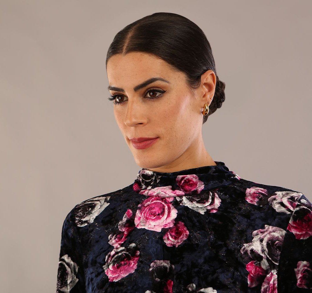 Firenze High-Neck Floral Velvet Wrap Dress 