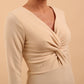 Gately Long Sleeve Twisted Low V-Neck Pencil Dress 