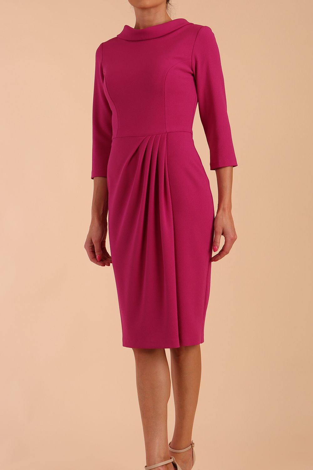 Hazel Rounded Collar Detail Pencil Dress 