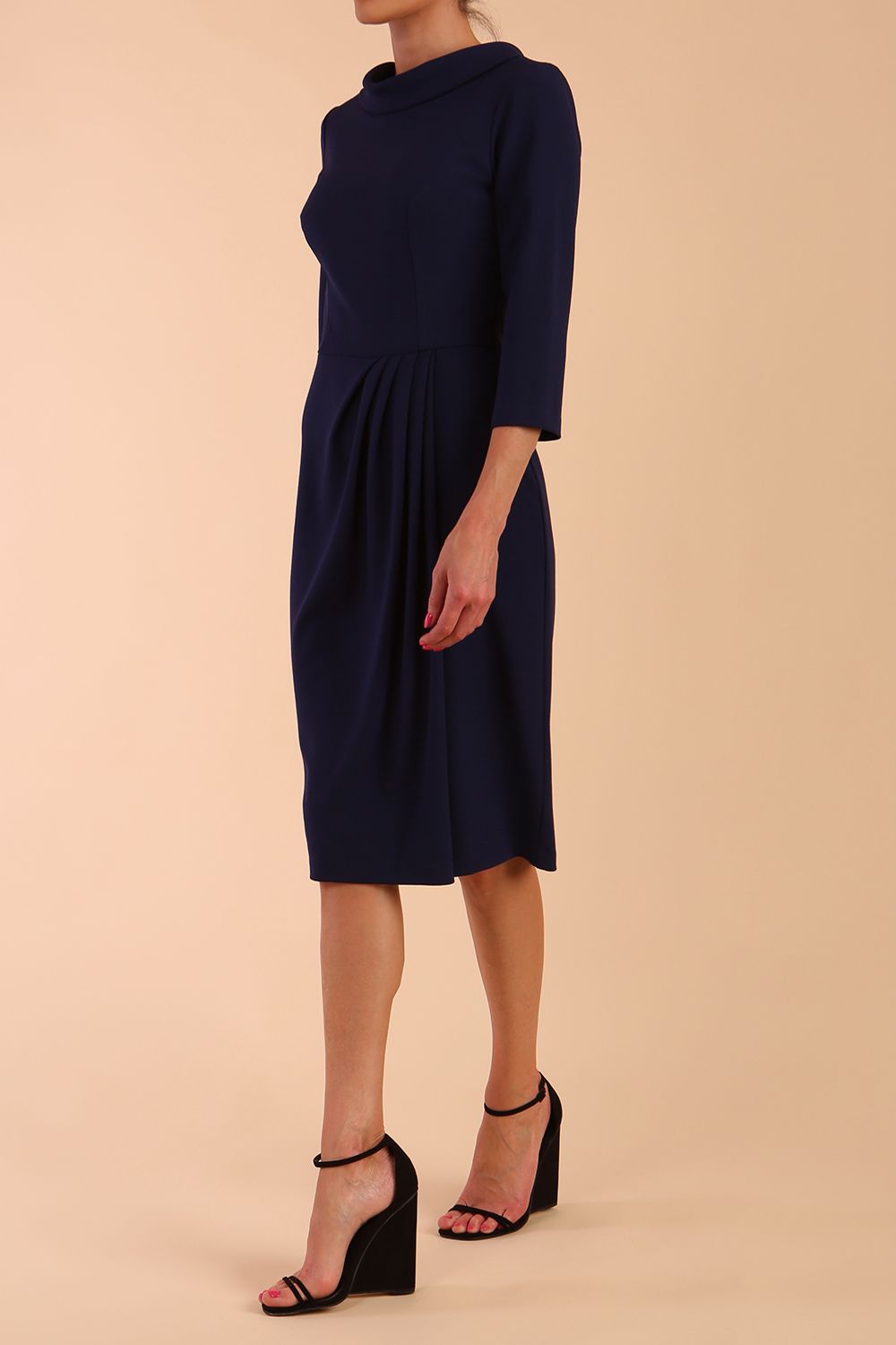 Hazel Rounded Collar Detail Pencil Dress 