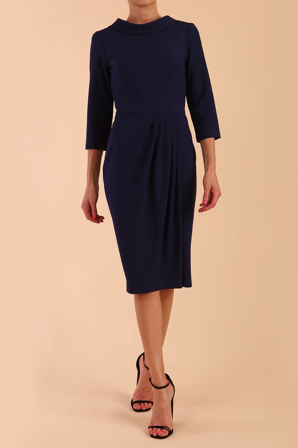 Hazel Rounded Collar Detail Pencil Dress 