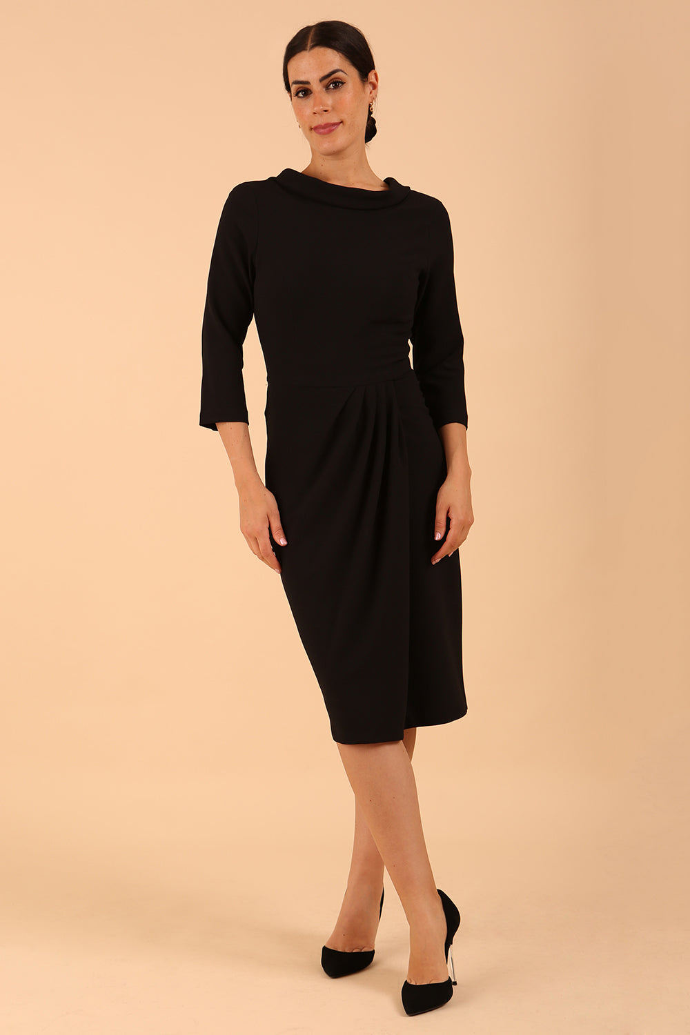 Hazel Rounded Collar Detail Pencil Dress 