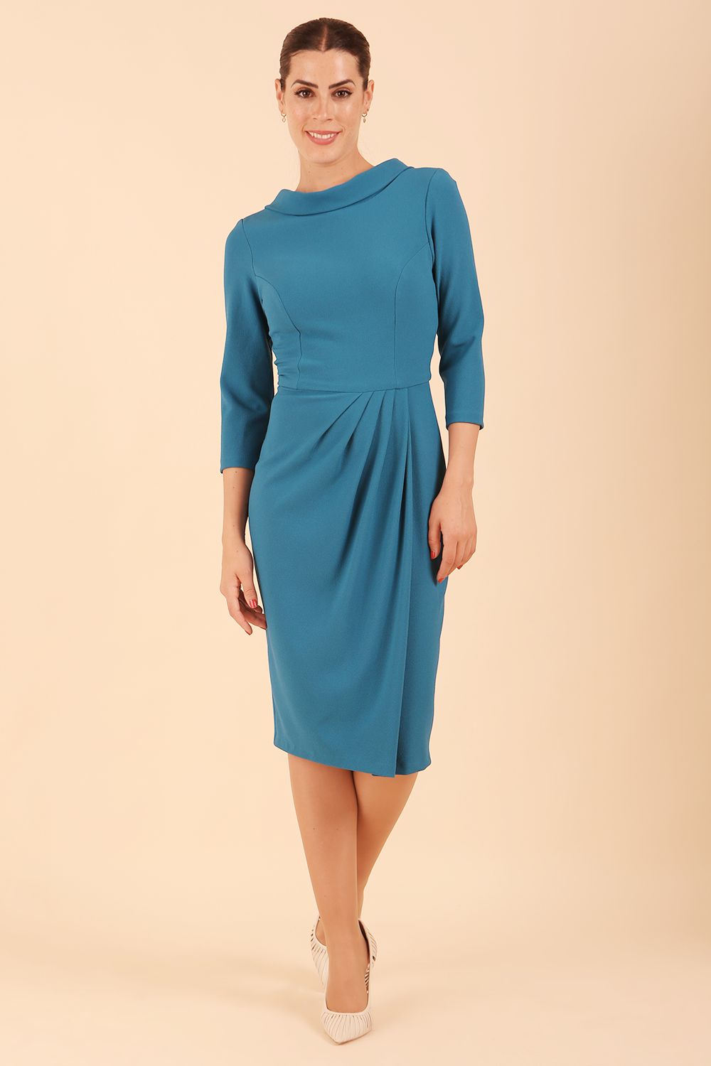 Hazel Rounded Collar Detail Pencil Dress 