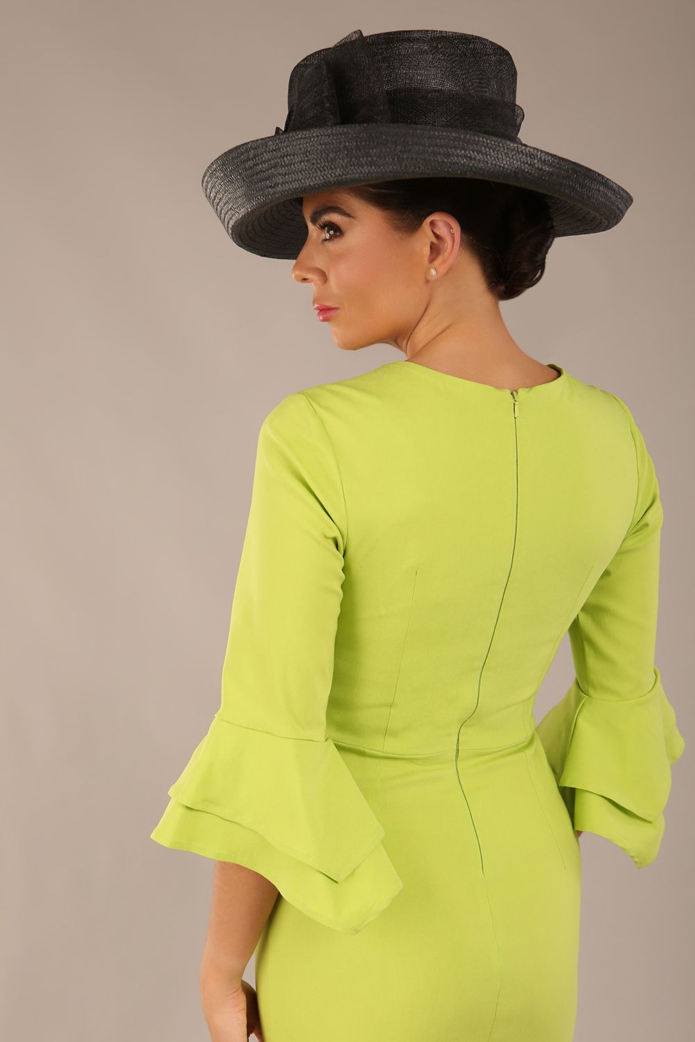 Hobson ruffled sleeves Pencil Dress 