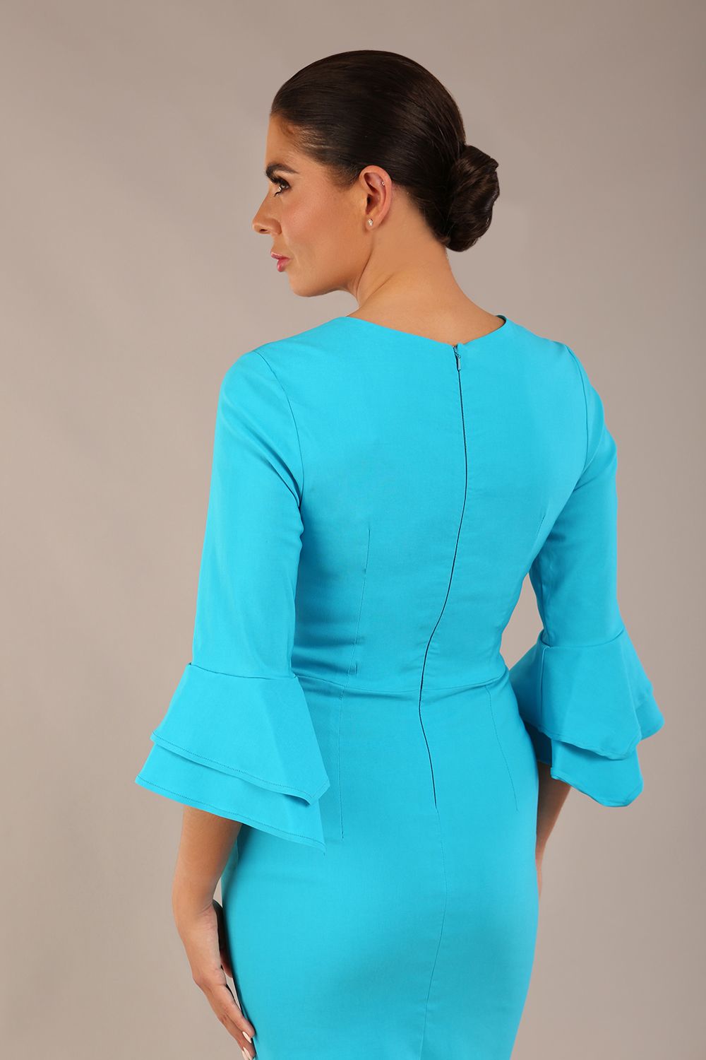 Hobson ruffled sleeves Pencil Dress 