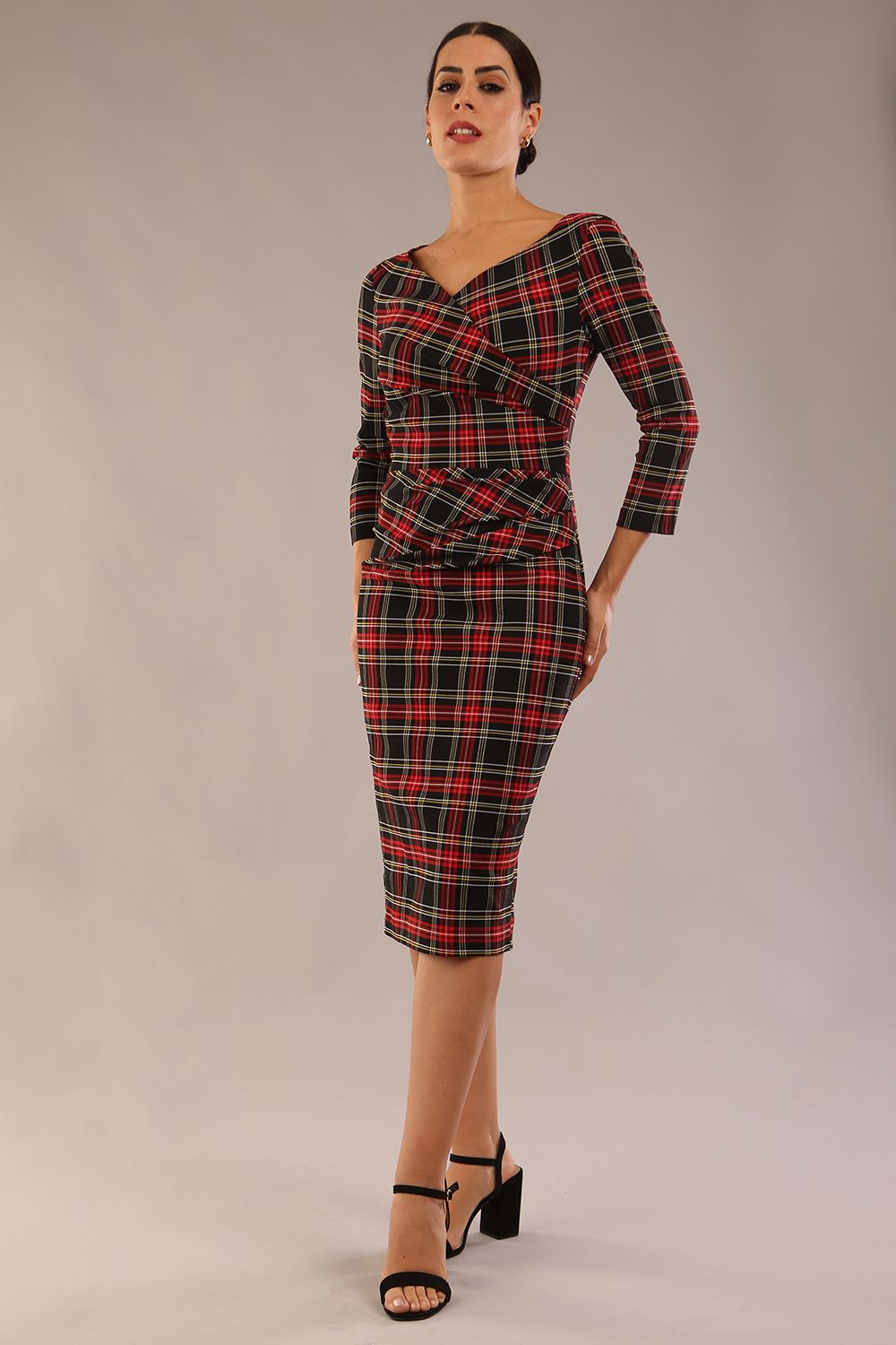 Horizon Tartan Stretch Pencil Dress 