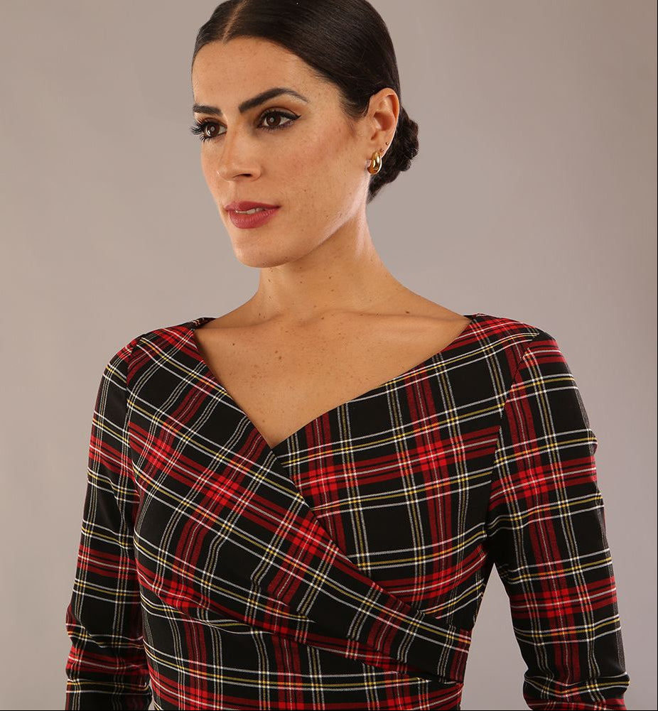 Horizon Tartan Stretch Pencil Dress 