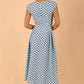 Audrey Polka Dot Print Sleeveless Swing Dress With Pockets in sky blue colour