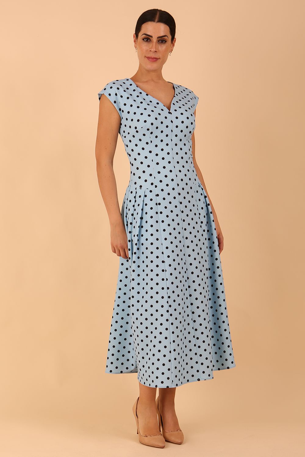 (PRE-ORDER) Audrey Polka Dot Print Swing Dress With Pockets