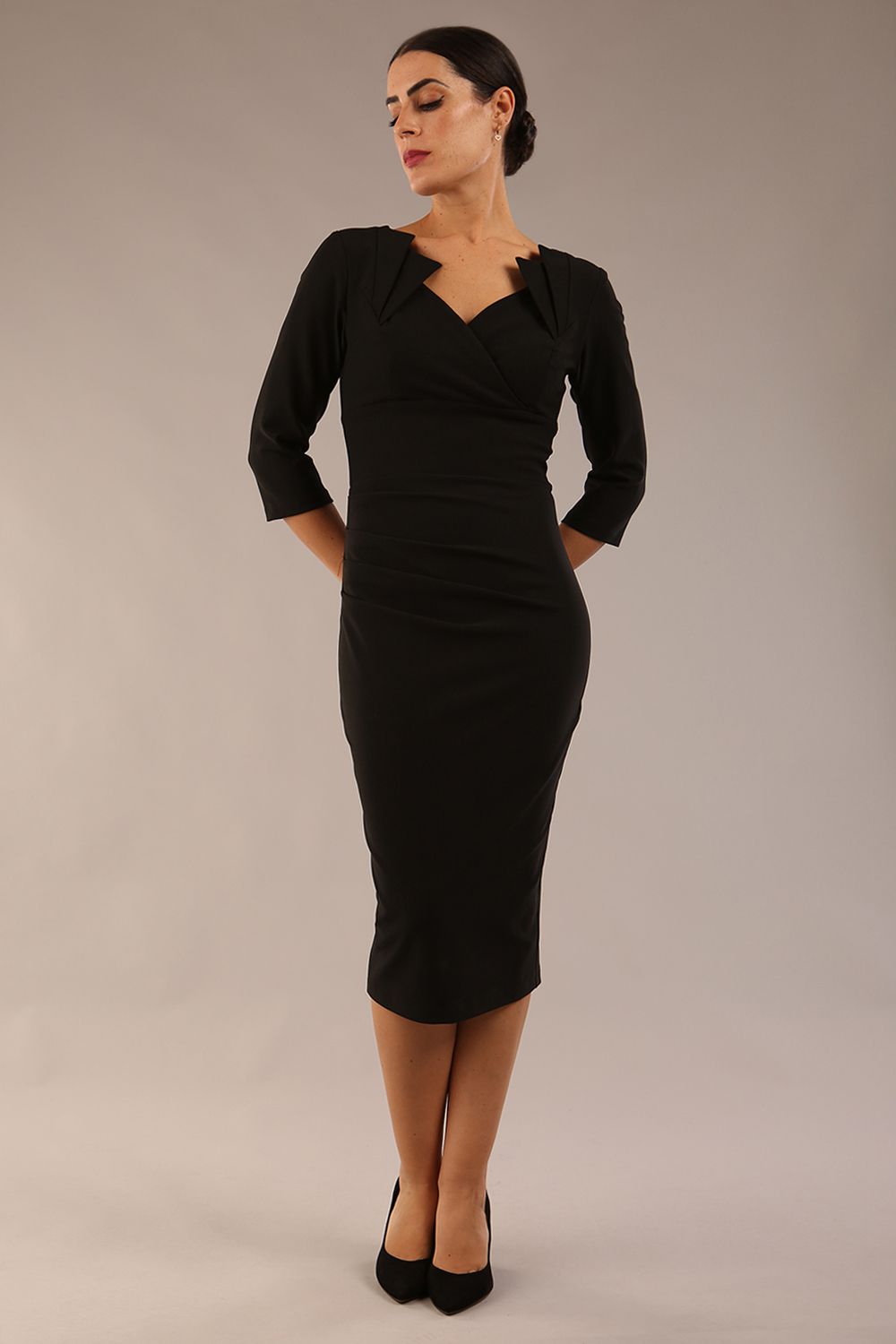 Indira 3/4 Sleeve Knee Length Pencil Dress 