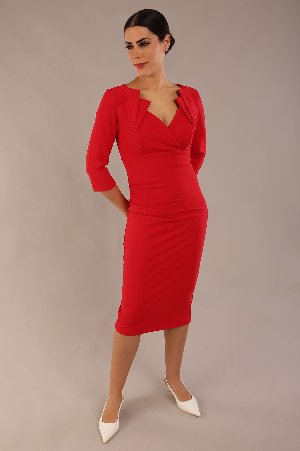 Indira 3/4 Sleeve Knee Length Pencil Dress 