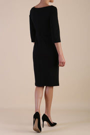 Model wearing diva catwalk Kinga 3/4 Sleeve pencil skirt dress