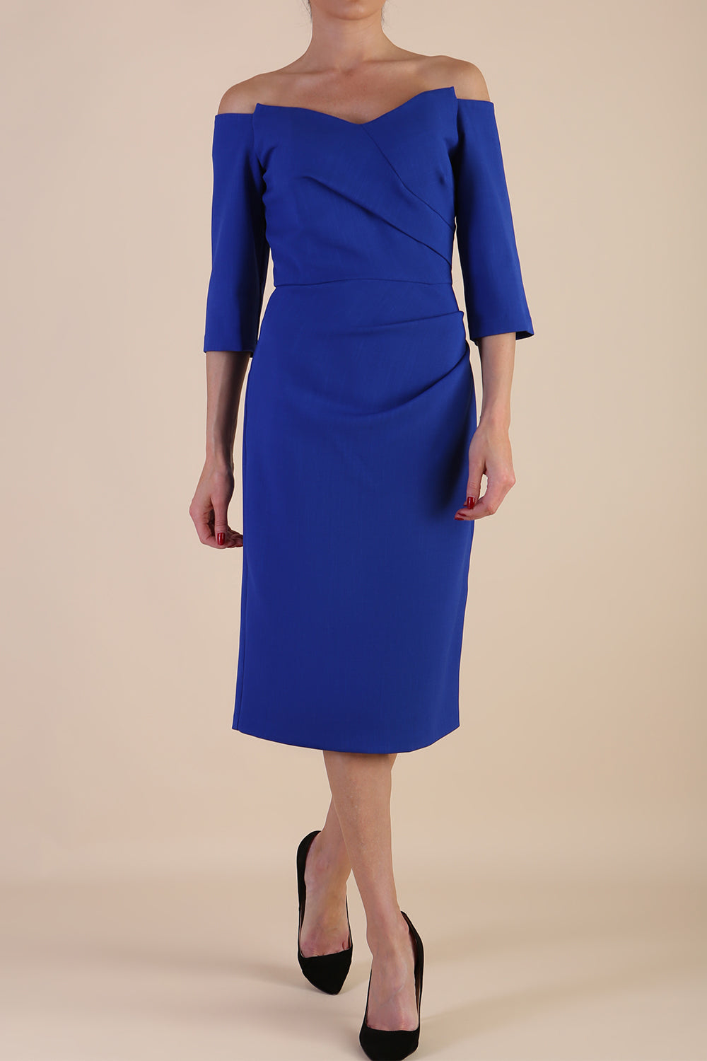 Cobalt blue off the best sale shoulder dress