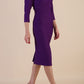 model is wearing diva catwalk seed fitzrovia sleeved pencil dress in imperial purple front