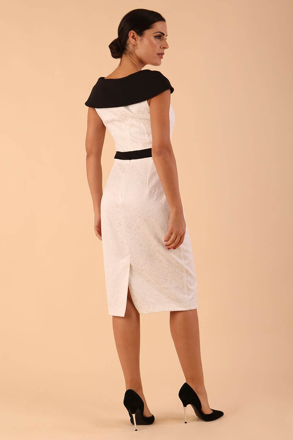 Leven Satin Bi-Stretch Contrast Pencil Dress 