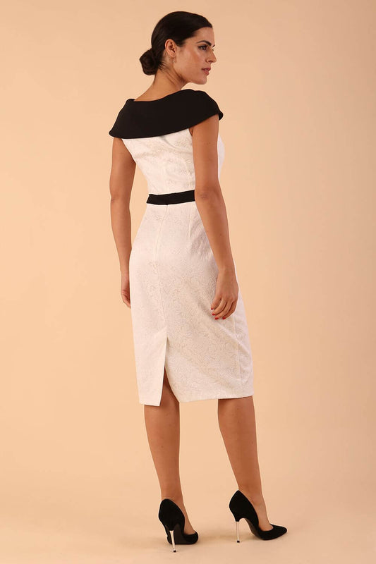 Leven Satin Bi-Stretch Contrast Pencil Dress 