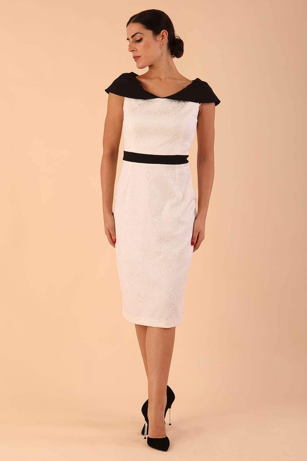 Leven Satin Bi-Stretch Contrast Pencil Dress 