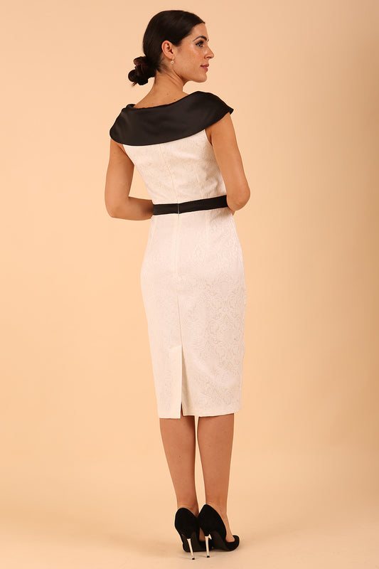 Leven Satin Contrast Pencil Dress 