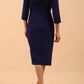 Liesel Low V-neck Sleeved Collared Wrap Pencil Dress 